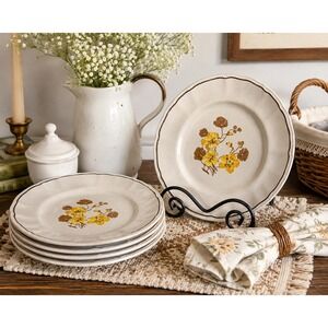 Vintage Kensington Staffordshire Ironstone Dinner Plates Set of 6 England Floral